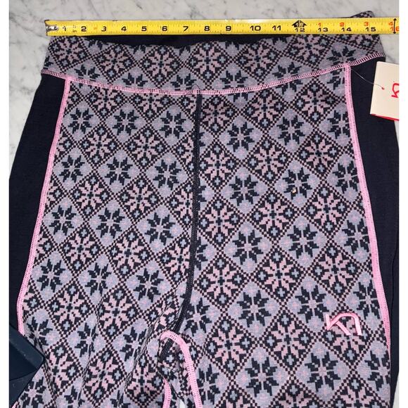 Kari Traa Leggings XL Rise High Waist Roy New Pink Blue Base Layer Knit - Picture 4 of 9